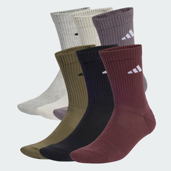 Green Cushioned Crew Socks 6 Pairs