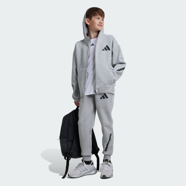 Grey adidas Z.N.E. Full-Zip Hooded Track Jacket Kids
