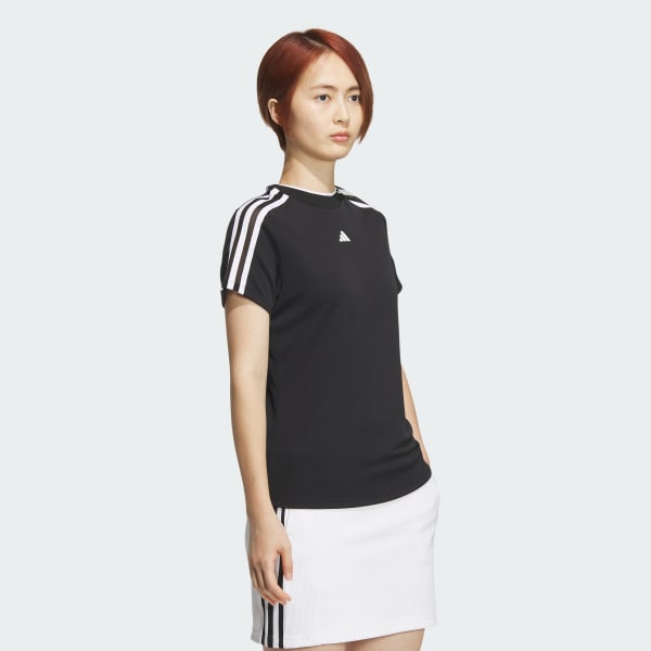 สีดำ เสื้อแขนสั้นคอสูง AEROREADY 3-Stripes