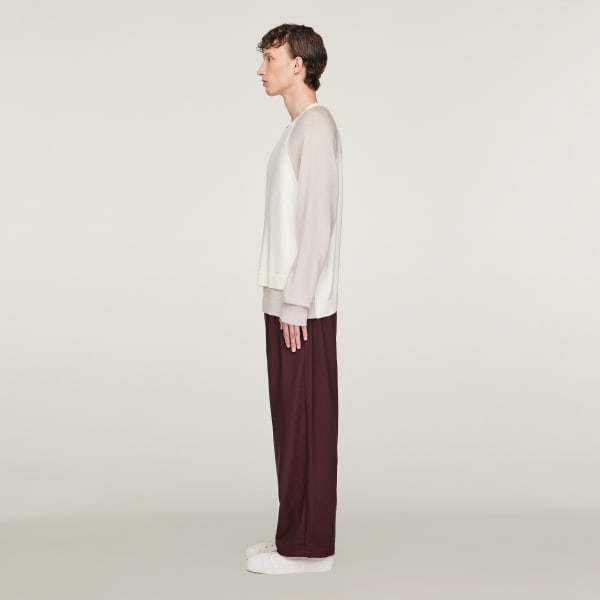 สีขาว เสื้อคอกลมผ้าถักโลโก้ Y-3