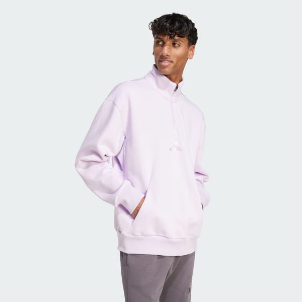 adidas ALL SZN Fleece 1/4-Zip Crew Sweatshirt - Purple