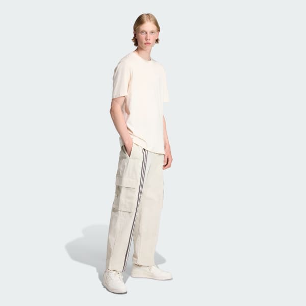 Beige Front Stripes Woven Cargo Pants