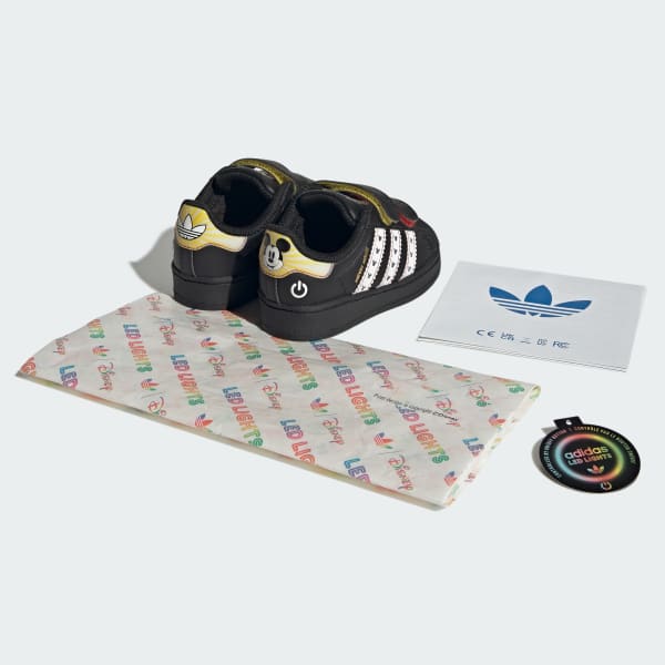Preto Tênis Fecho Confortável adidas Originals Disney Superstar LED Infantil