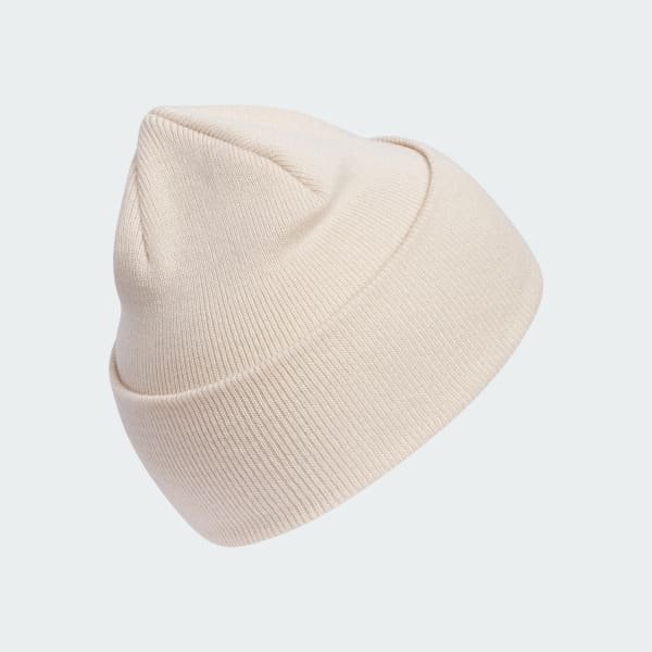Beige Wide-Cuff Fold Beanie