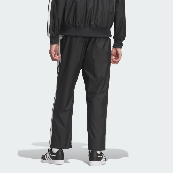 ブラック マストハブ ルーズフィット カラーブロック メッシュライニング フルレングス オープンヘム ウィンドパンツ