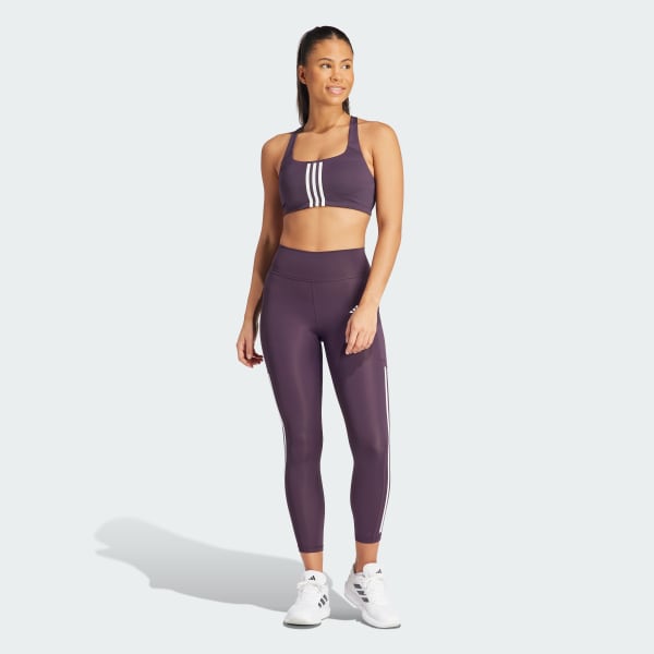 Purple Optime 3-Stripes Full-Length Leggings
