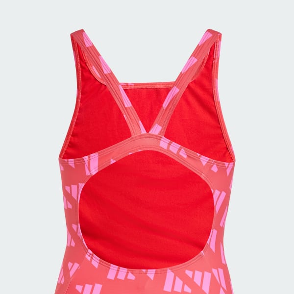 Red Logo Graphic V-Back Swimsuit Kids