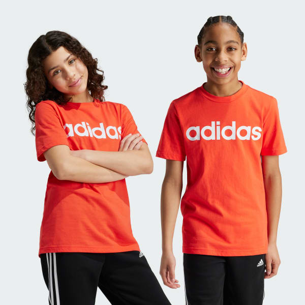 Polera Essentials Logo Lineal Algodón Naranjo adidas adidas Chile