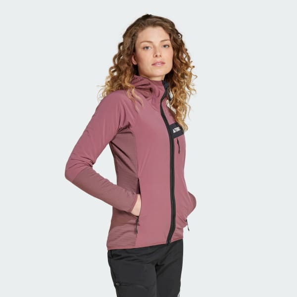 Burgundy Terrex Techrock Hooded Wind Fleecejacka