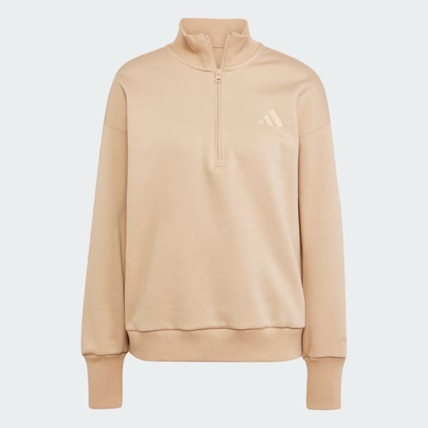 adidas ALL SZN Fleece Loose Quarter-Zip Sweatshirt - Brown
