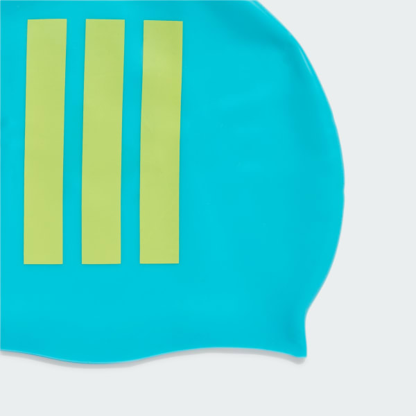 Turquoise 아디다스 3-스트라이프 수영모자 키즈