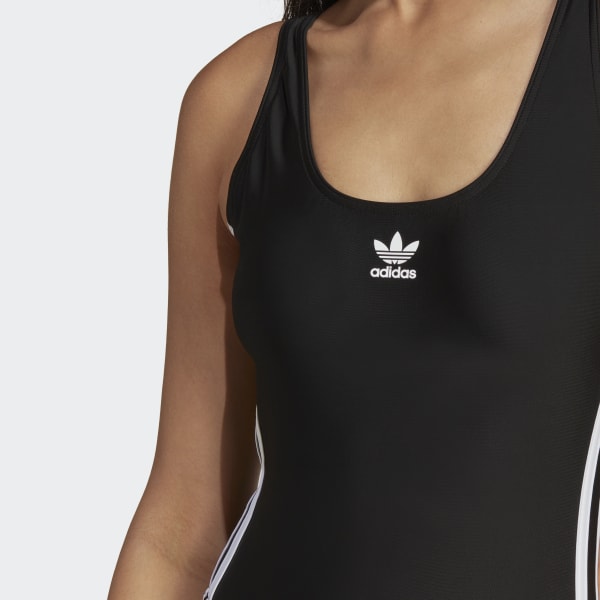 adidas 3-Stripes Swim Suit (Plus Size) - Black, Women's Swim