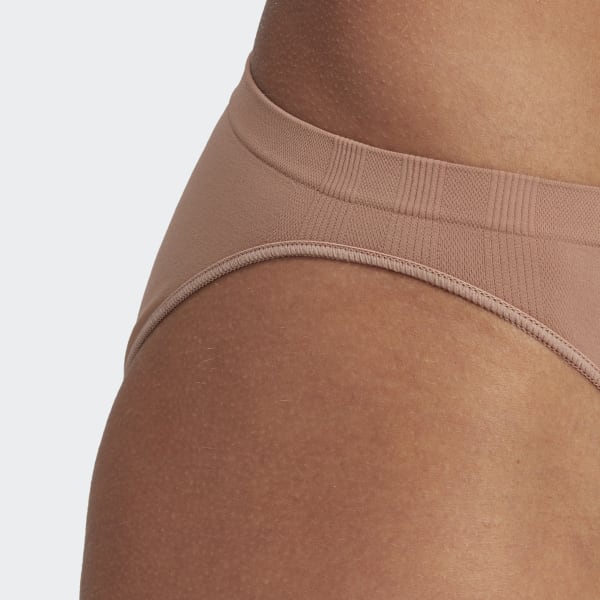 adidas Active Seamless Micro Stretch Low Rise Bikini Underwear - Brown, Women's Training