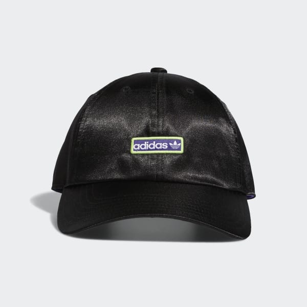 Black Relaxed Metallic Strap-Back Hat