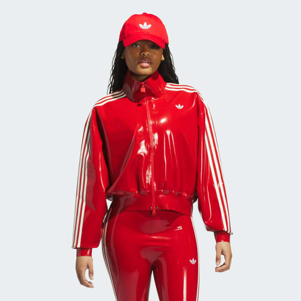 adidas 3-Stripes Latex Track Top - Red | Free Shipping with