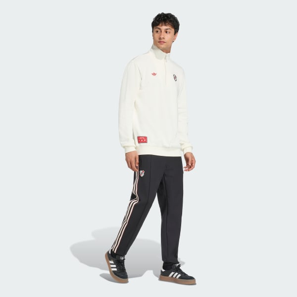 Blanco Remera corta Terrace Icons de River Plate con medio cierre frontal