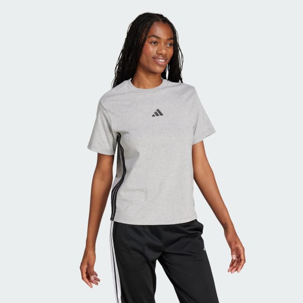 Grey Essentials 3-Stripes Cotton Tee
