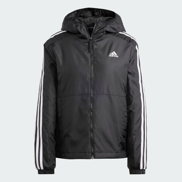 Svart Essentials 3-Stripes Insulated Hooded Jakke