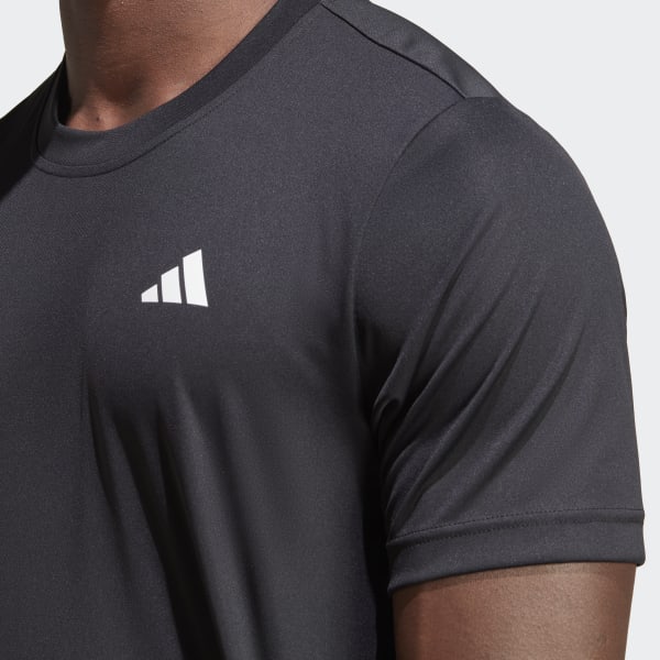 Schwarz Club 3-Streifen Tennis T-Shirt