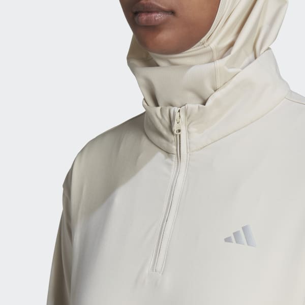Beige Sudadera Techfit AEROREADY Warm Quarter-Zip Training
