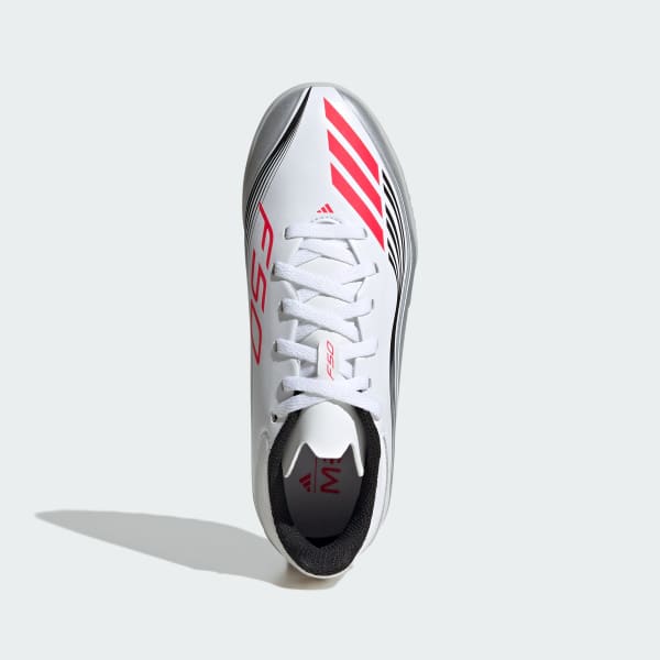 Blanco Zapatos de fútbol para niños F50 Messi League para césped artificial