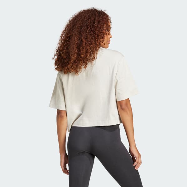 Beige Playera Essentials Boyfriend Logo Grande