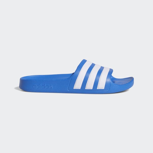 Blue and White Aqua Slides | adidas 