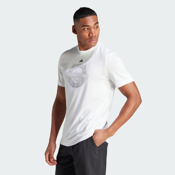 Hvit AEROREADY Tennis Graphic T-skjorte