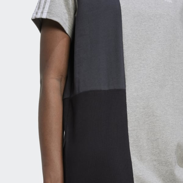 Cinza Vestido Camiseta Boyfriend Essentials 3-Stripes Colorblock BY859