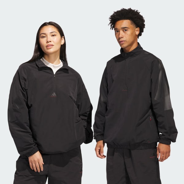 Negro Chaqueta adidas Basketball Tejida Medio Cierre Frontal (Unisex)