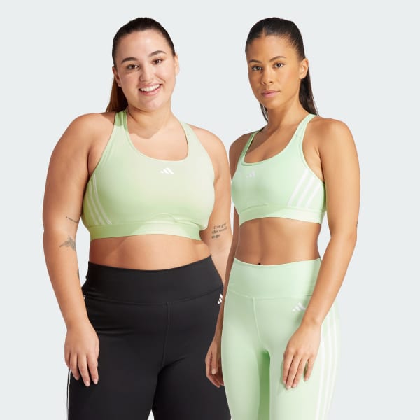 Green Powerimpact Train Medium-Support 3-Stripes Bra