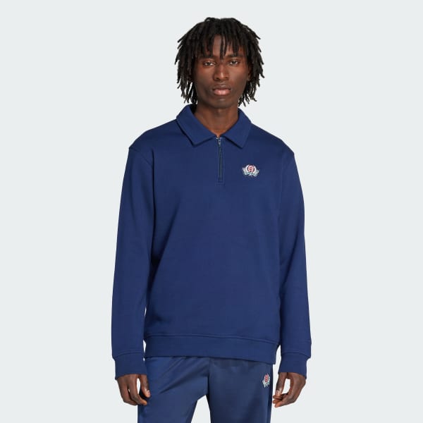 Blue Varsity Loose Half-Zip