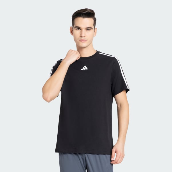 Black 3-Stripes Cotton Tee