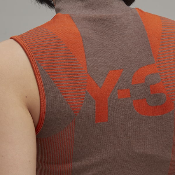 Brown Y-3 Classic Seamless Knit Sport Top (Cropped) SF410