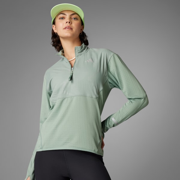 adidas Ultimate Hi Vis Reflective 1/2-Zip Top - Green | Free