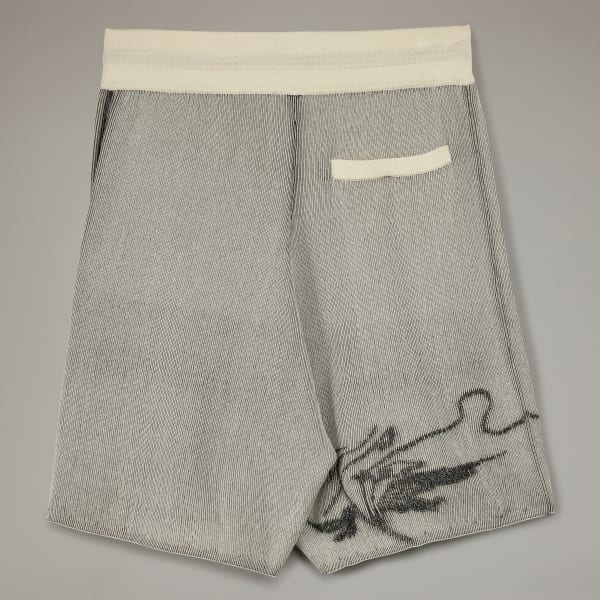 White Y-3 Graphic Knit Shorts