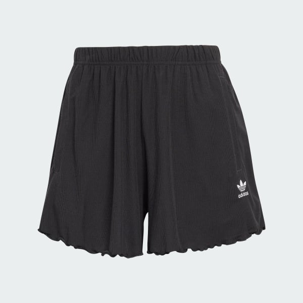 สีดำ กางเกงขาสั้นขอบหยัก ESSENTIALS