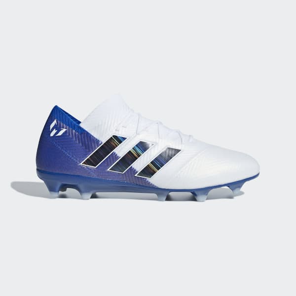 blue and white messi boots