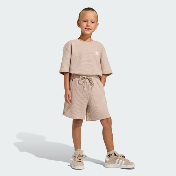 bézová Souprava Loose Waffle Short T-Shirt