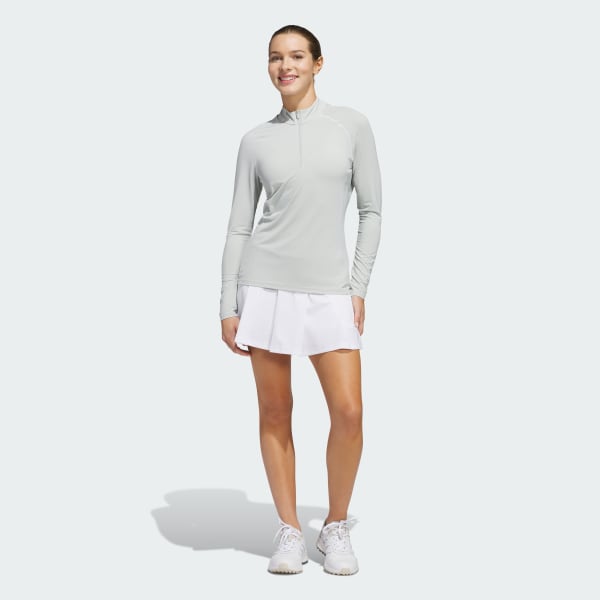 adidas Ultimate365 Solid Quarter-Zip Mock Polo Shirt - Grey