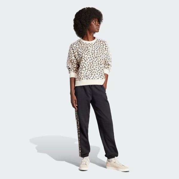 Adidas originals black leopard sweatshirt & tight legging outfit set XS