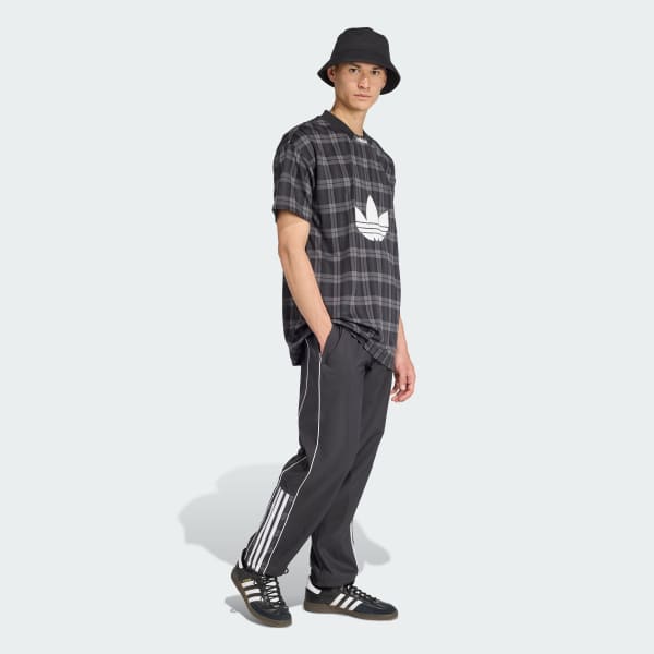 Svart Tartan Loose Track Pants