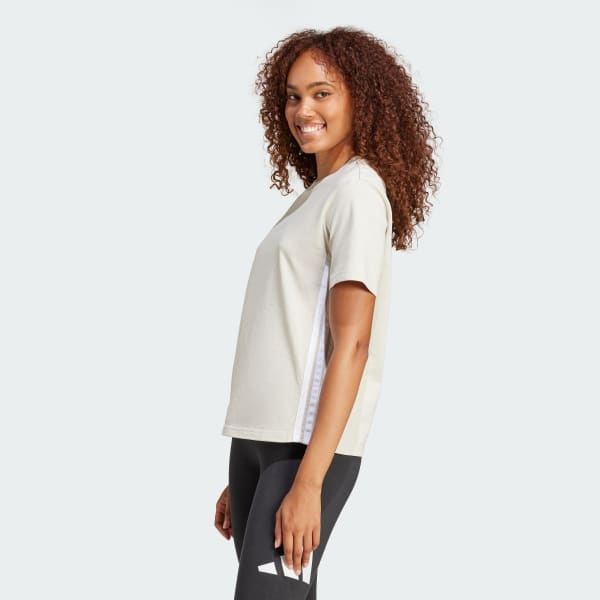 Beige Essentials 3-Stripes Cotton Tee