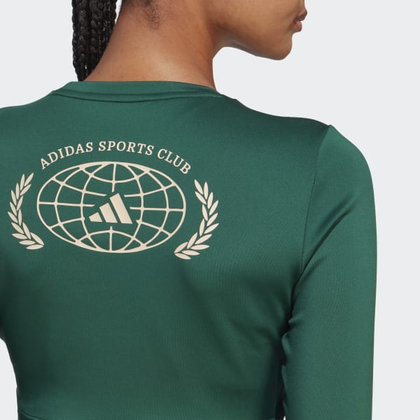 Gronn Sports Club Long Sleeve Crop T-skjorte