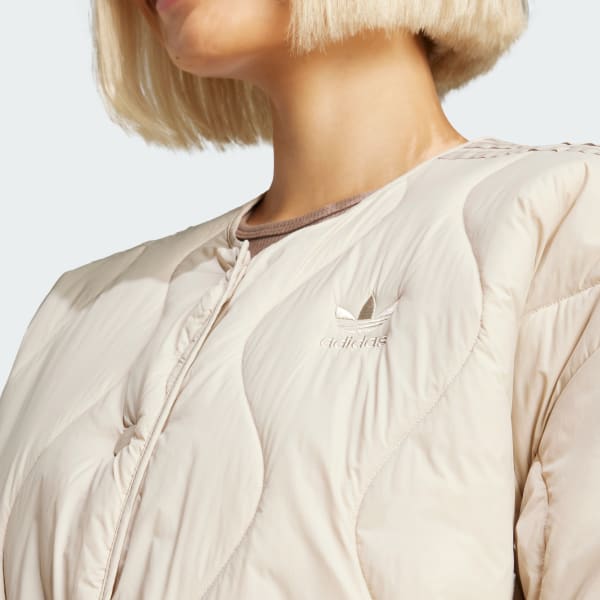 Adidas long quilted bomber jacket on sale
