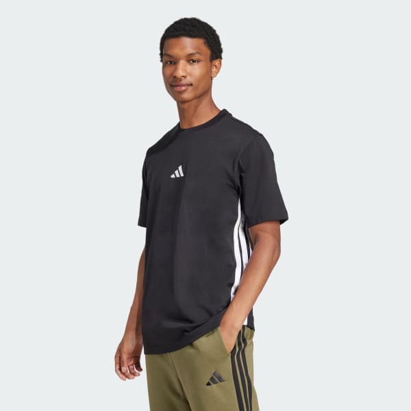 Đen Áo Thun Single Jersey 3 Sọc Essentials