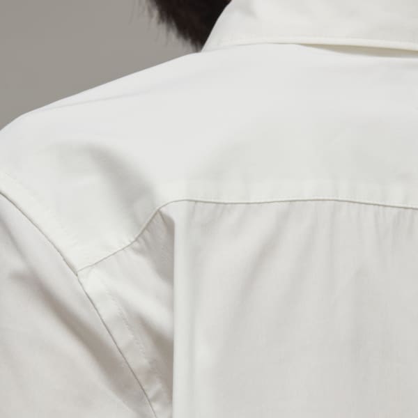 Weiss Y-3 Classic Chest Logo Button-Down Hemd