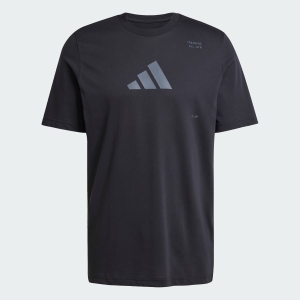 สีดำ เสื้อยืดพิมพ์ลาย All-Gym Category