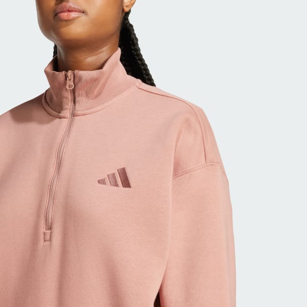 adidas ALL SZN Fleece Loose Quarter-Zip Sweatshirt - Pink