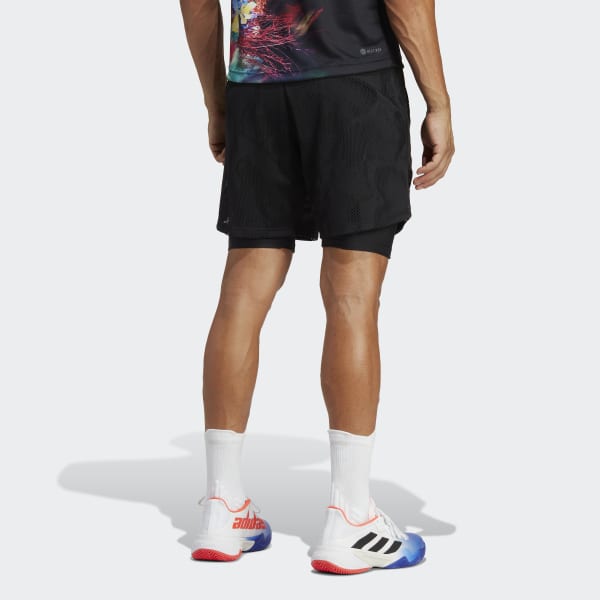 Svart Melbourne Tennis Two-in-One 7-inch Shorts
